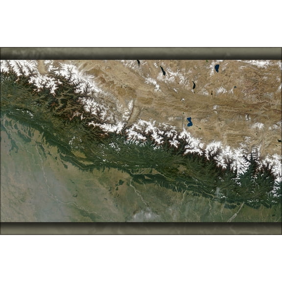 24"x36" Gallery Poster, Satellite map image of Nepal in October 2002