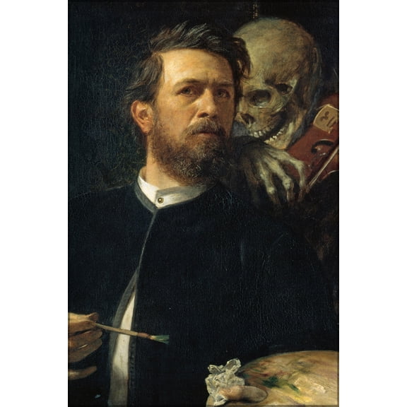 24"x36" Gallery Poster, Self-portrait with Death as a Fiddler by arnold bocklin