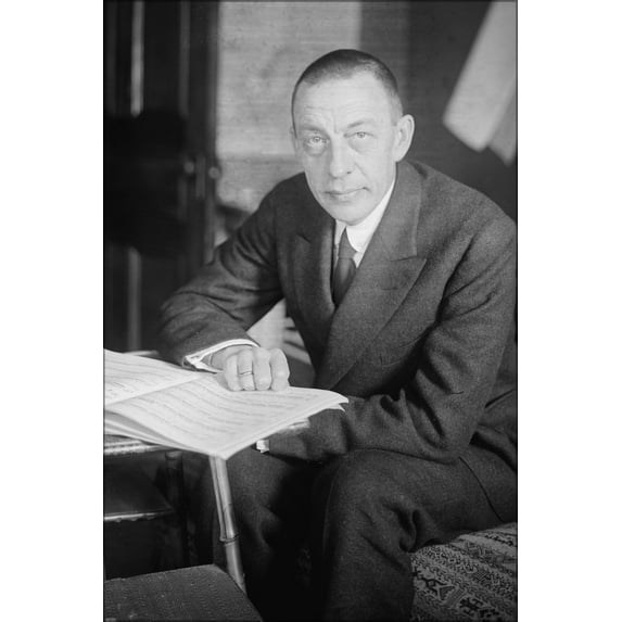 24"x36" Gallery Poster, Sergei Rachmaninoff with score