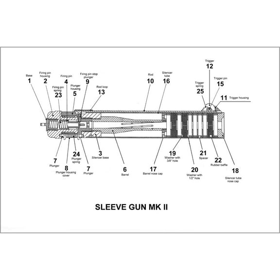 24"x36" Gallery Poster, Sleeve gun Mk II blueprint 2009