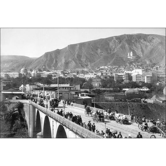 24"x36" Gallery Poster, Tbilisi in XIX century, Mikhail Vorontsov bridge