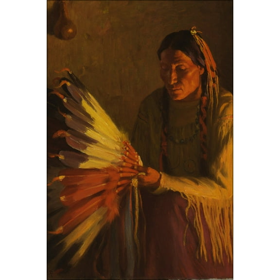 24"x36" Gallery Poster, The War Bonnet by joseph henry sharp native american indian 1904