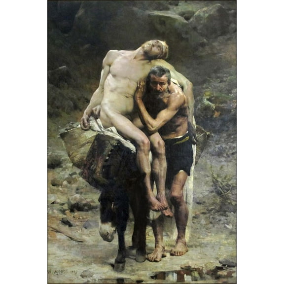 24"x36" Gallery Poster, The good Samaritan bible story by Aime Morot 1880