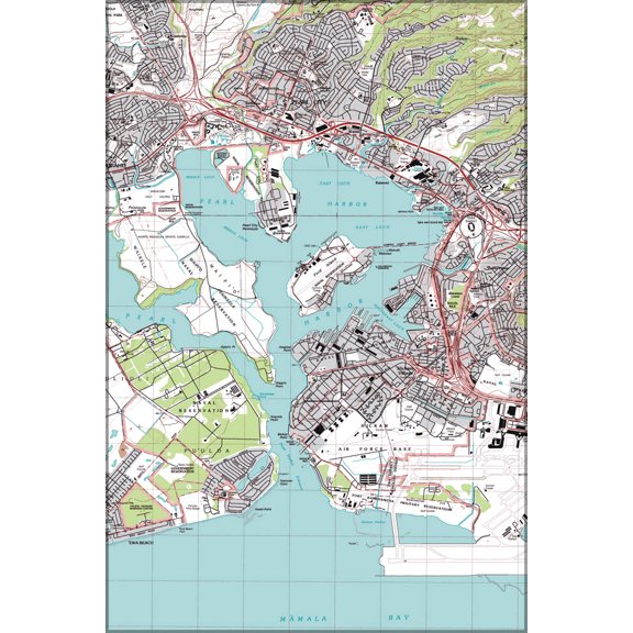 24"x36" Gallery Poster, Topographic map of Pearl Harbor