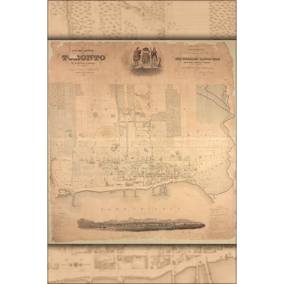 24"x36" Gallery Poster, Topographical plan of the City of Toronto and liberties. 1842