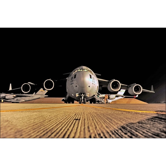 24"x36" Gallery Poster, U.S. Air Force C-17 Globemaster III aircraft assigned to the 816th Expeditionary Airlift Squadron,