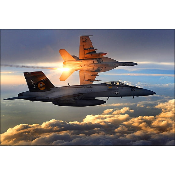 24"x36" Gallery Poster, U.S. Navy FA-18 Super Hornets over Afghanistan, Dec. 15, 2008