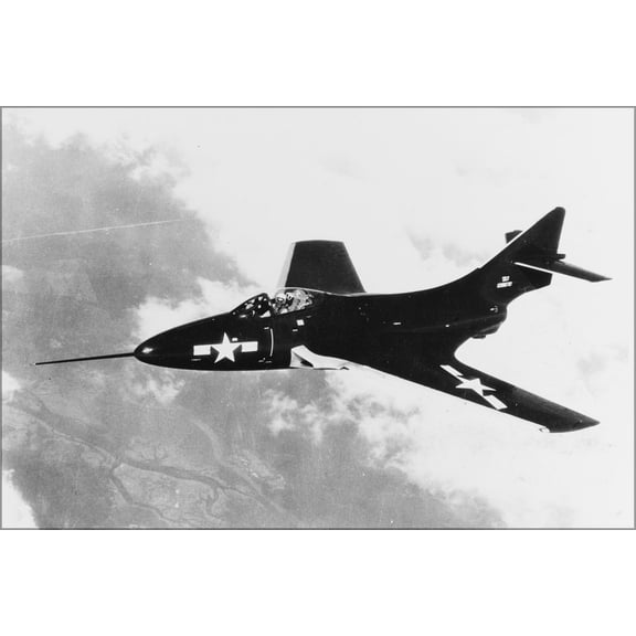 24"x36" Gallery Poster, U.S. Navy Grumman XF9F-6 Cougar fighter f9f late 1951