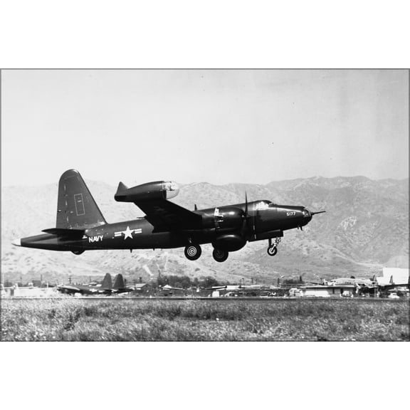 24"x36" Gallery Poster, U.S. Navy Lockheed P2V-5 Neptune (BuN 128331) taking off 1954