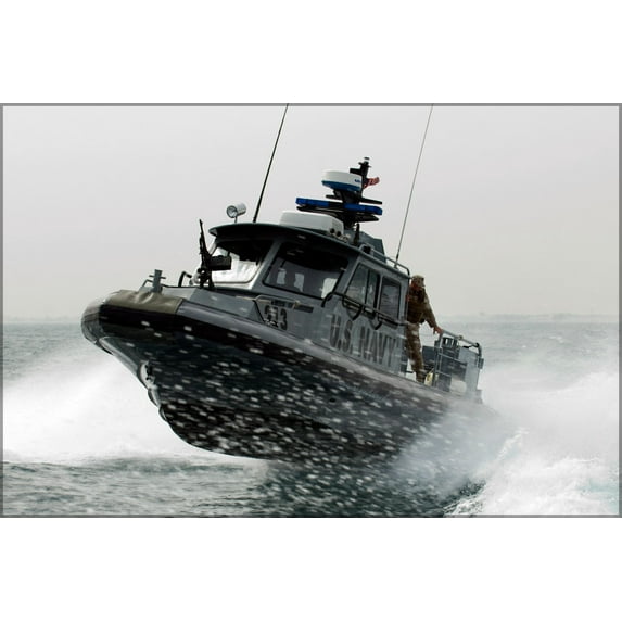 24"x36" Gallery Poster, US Navy port security boat kuwait naval base
