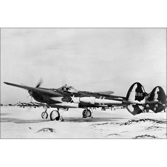 24"x36" Gallery Poster, USAAF Lockheed P-38 Lightning fighter 50th Fighter Squadron 1942