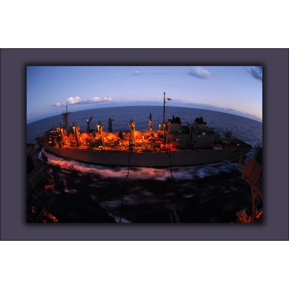 24"x36" Gallery Poster, USNS Arctic (T-AOE 8) transits alongside USS Dwight D. Eisenhower