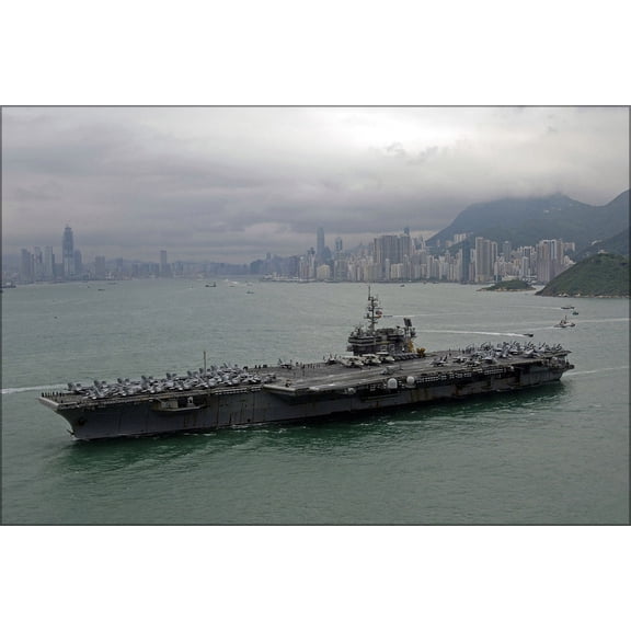 24"x36" Gallery Poster, USS Kitty Hawk (CV-63) Hong Kong Victoria Harbor 2008
