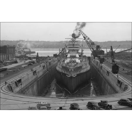 24"x36" Gallery Poster, USS MISSISSIPPI in dry dock