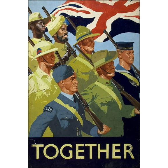 24"x36" Gallery Poster, Unity of Strength, British Empire servicemen ww2 propaganda 1942