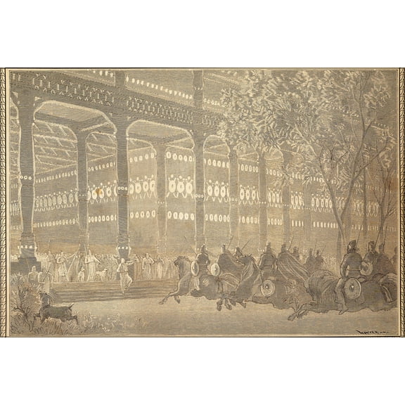 24"x36" Gallery Poster, Valhalla as depicted in book about rayner lothbroc pre1880; Vikings