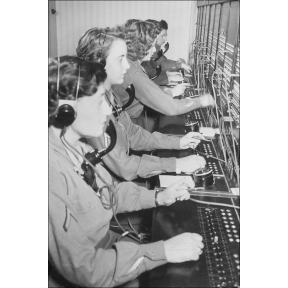 24"x36" Gallery Poster, WAC telephone operators operate the Victory switchboard during the Potsdam Con