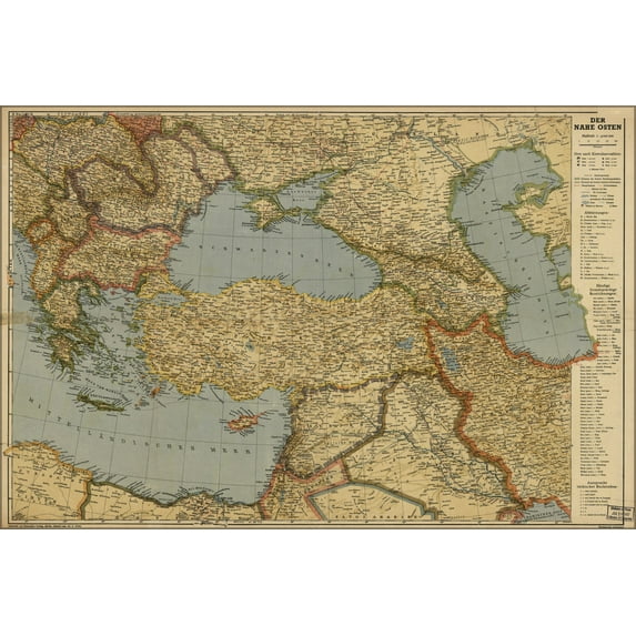 24"x36" Gallery Poster, Wehrmacht map of middle east 1944 p1