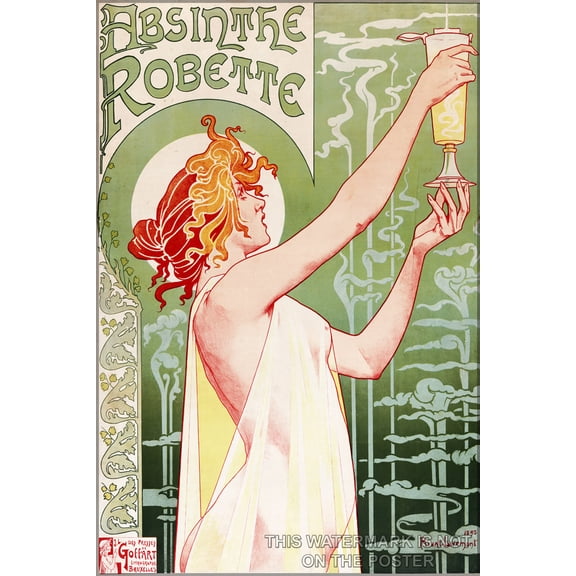 24"x36" Gallery Poster, absinthe robette Henri Privat-Livemont's 1896 poster absinthe robette