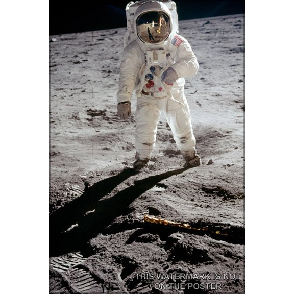 24"x36" Gallery Poster, astronaut on the moon Buzz Aldrin on the moon apollo 11