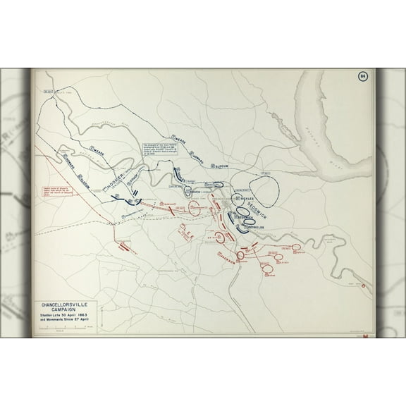24"x36" Gallery Poster, battle map of Chancellorsville Campaign, 1863