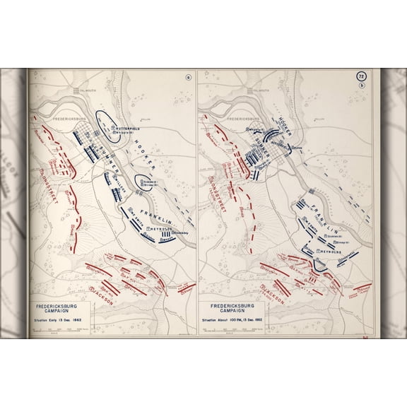 24"x36" Gallery Poster, battle map of Fredericksburg Campaign, 1862