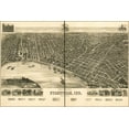 thumbnail image 1 of 24"x36" Gallery Poster, birdseye view map of Evansville, Indiana 1888, 1 of 1