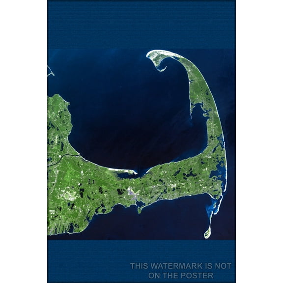 24"x36" Gallery Poster, cape cod mass landsat 7 p2