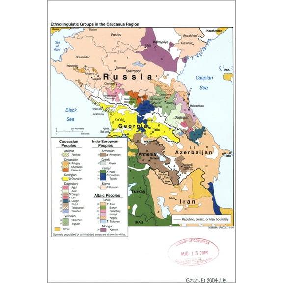 24"x36" Gallery Poster, cia map Ethnolinguistic groups in Caucasus 2004