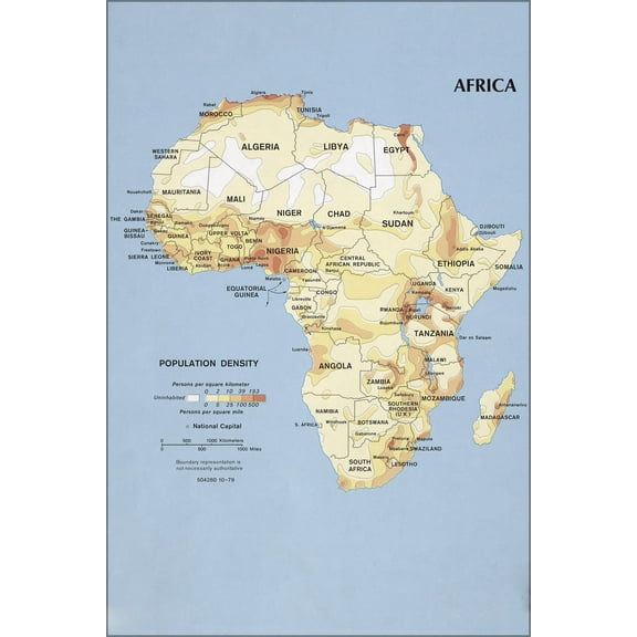 24"x36" Gallery Poster, cia map of Africa, population density 1979