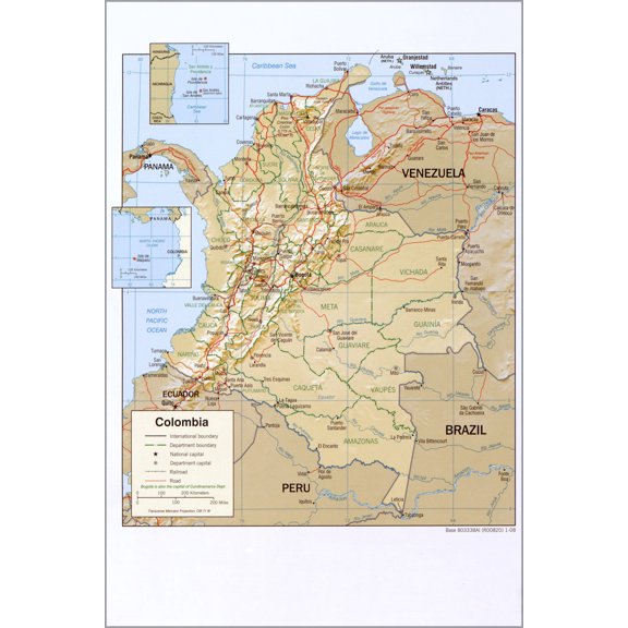 24"x36" Gallery Poster, cia map of Colombia 2008