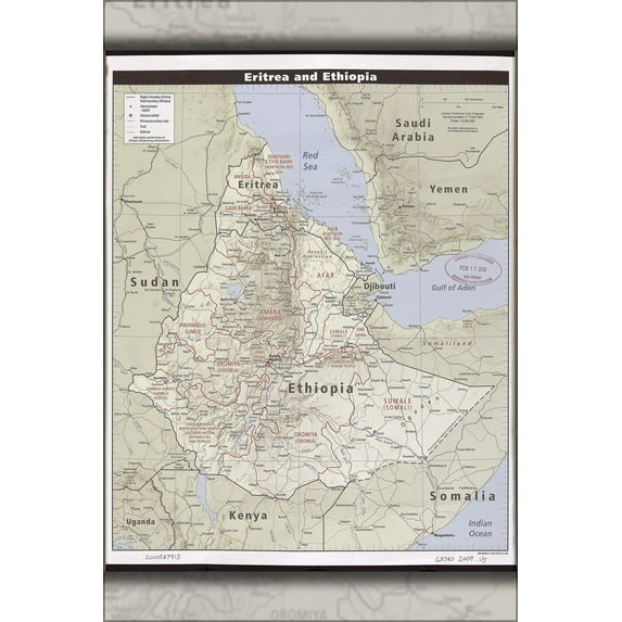 24"x36" Gallery Poster, cia map of Eritrea and Ethiopia 2009