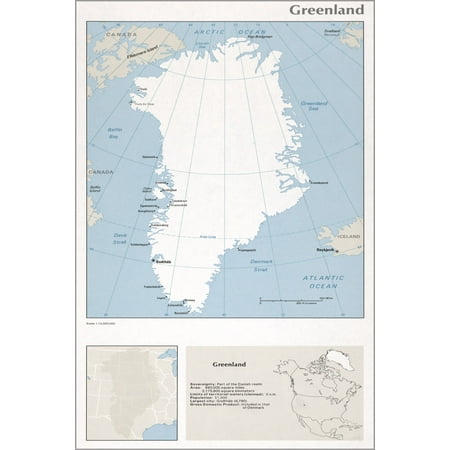 24"x36" Gallery Poster, cia map of Greenland 1976 p2