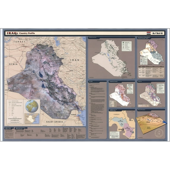 24"x36" Gallery Poster, cia map of Iraq country profile 2003