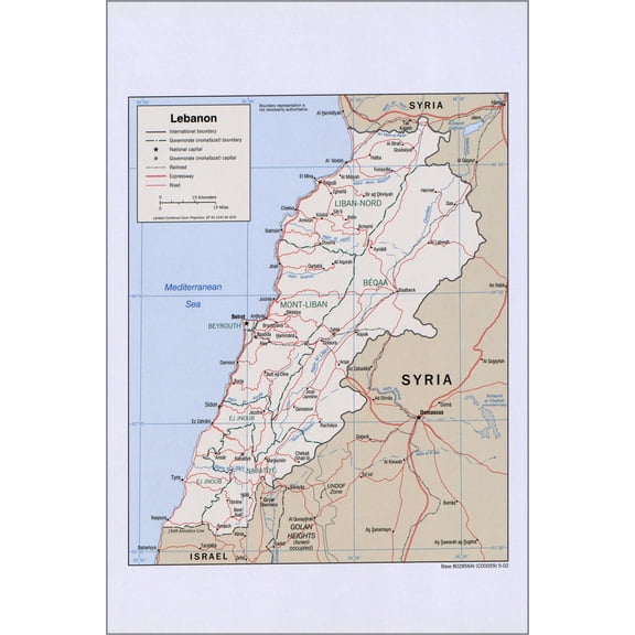 24"x36" Gallery Poster, cia map of Lebanon 2002 05_19