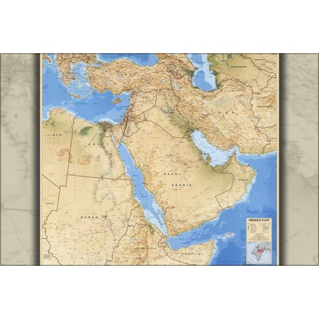 24"x36" Gallery Poster, cia map of Middle East iraq iran israel 1993