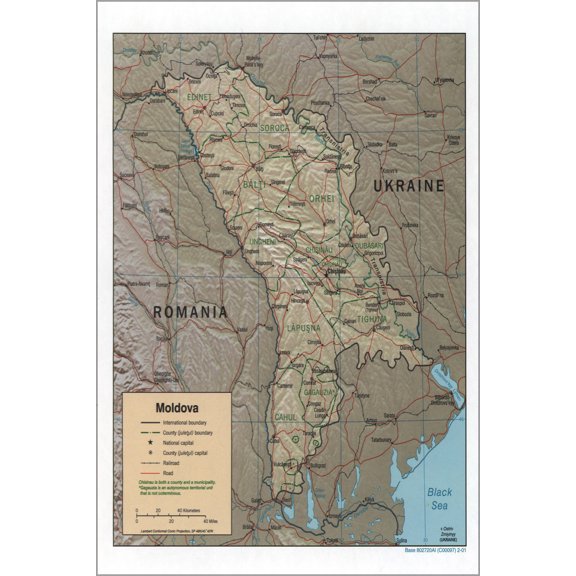 24"x36" Gallery Poster, cia map of Moldova 2001