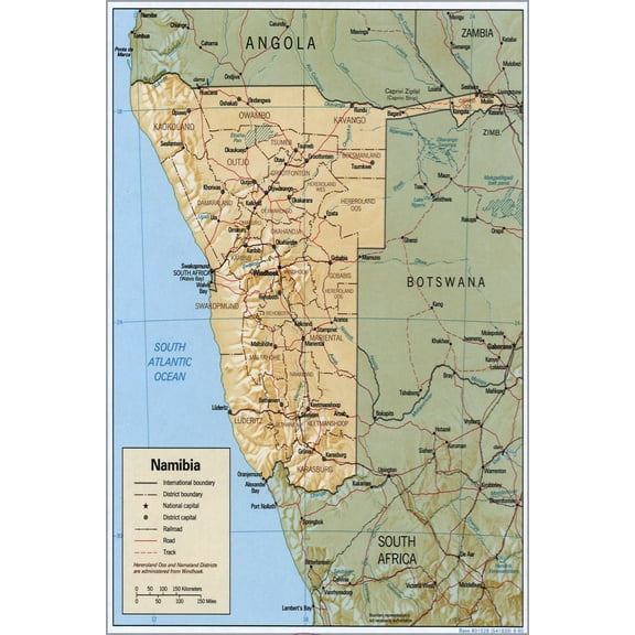 24"x36" Gallery Poster, cia map of Namibia 1990