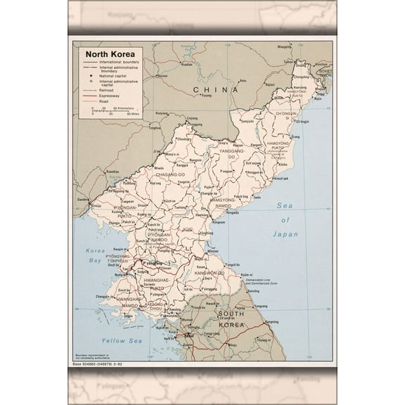 24"x36" Gallery Poster, cia map of North Korea 1986