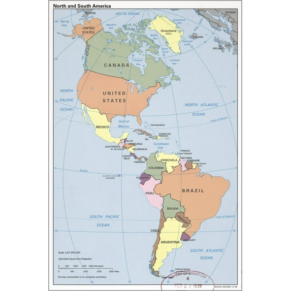 24"x36" Gallery Poster, cia map of North and South America 1996