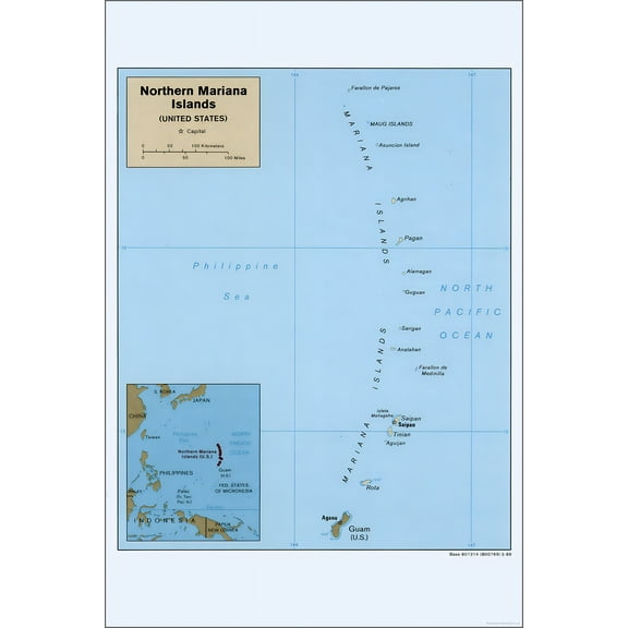 24"x36" Gallery Poster, cia map of Northern Mariana Islands 1989