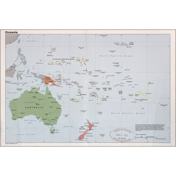 24"x36" Gallery Poster, cia map of Oceania australia new zealand 1982