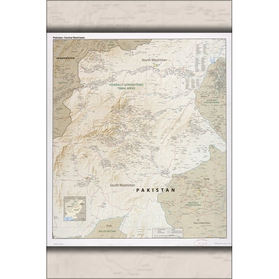 24"x36" Gallery Poster, cia map of Pakistan, Central Waziristan 2007