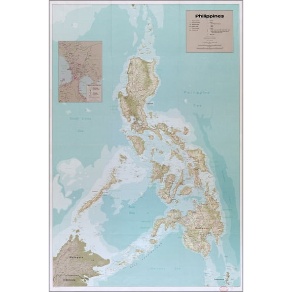 24"x36" Gallery Poster, cia map of Philippines 1990