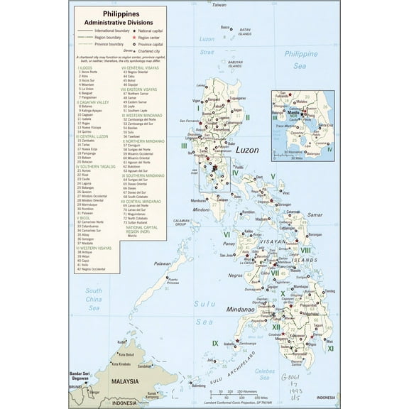 24"x36" Gallery Poster, cia map of Philippines admin. divisions 1993