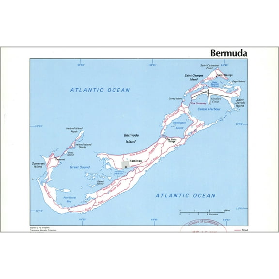 24"x36" Gallery Poster, cia map of bermuda 1976