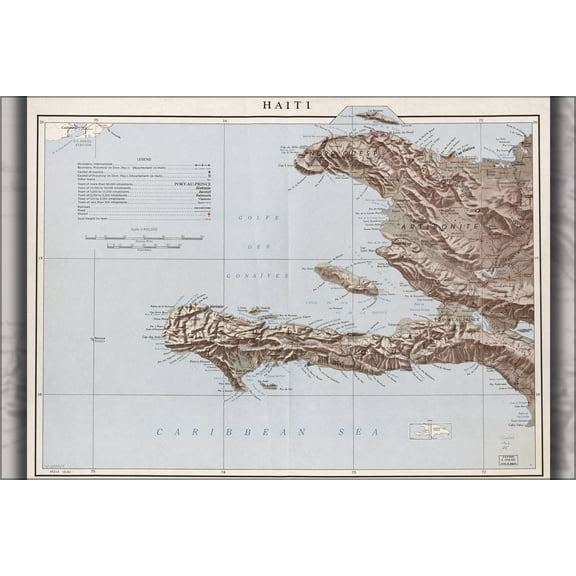 24"x36" Gallery Poster, cia map of haiti 1962