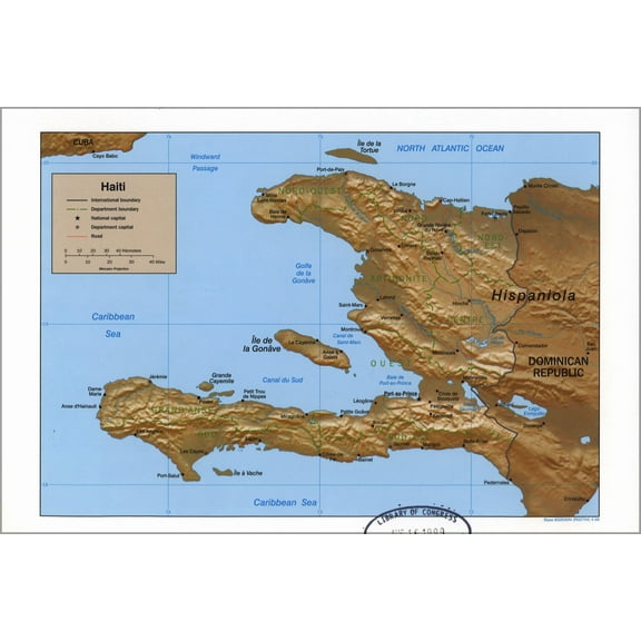 24"x36" Gallery Poster, cia map of haiti 1999