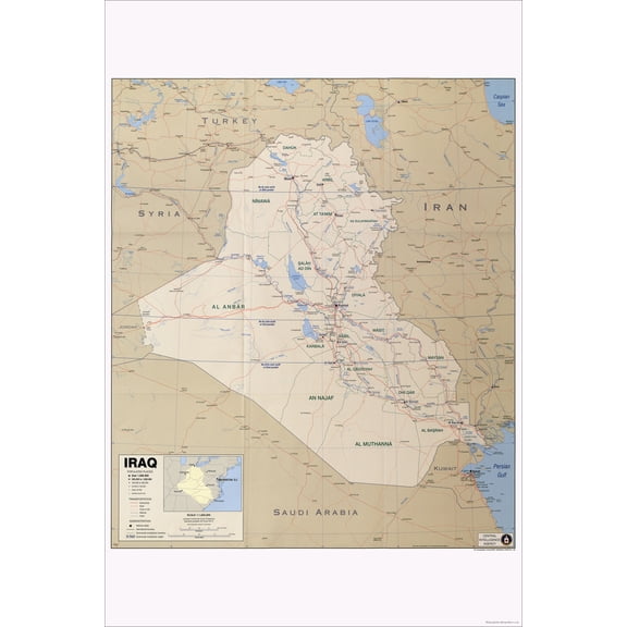 24"x36" Gallery Poster, cia map of iraq 2003