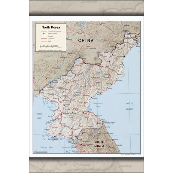24"x36" Gallery Poster, cia map of north korea 2005 p2